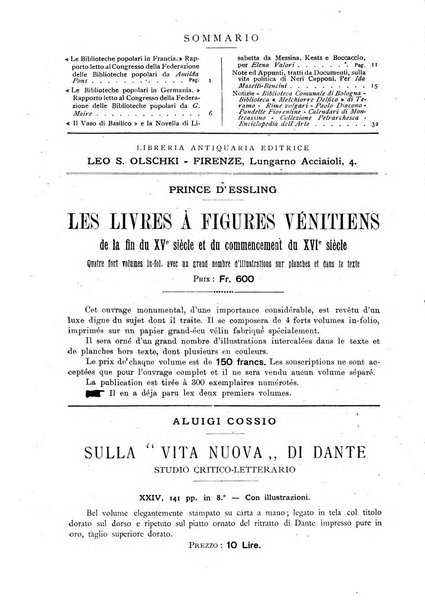 Rivista delle biblioteche e degli archivi periodico di biblioteconomia e di bibliografia di paleografia e di archivistica