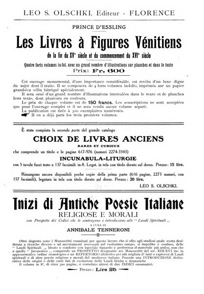 Rivista delle biblioteche e degli archivi periodico di biblioteconomia e di bibliografia di paleografia e di archivistica