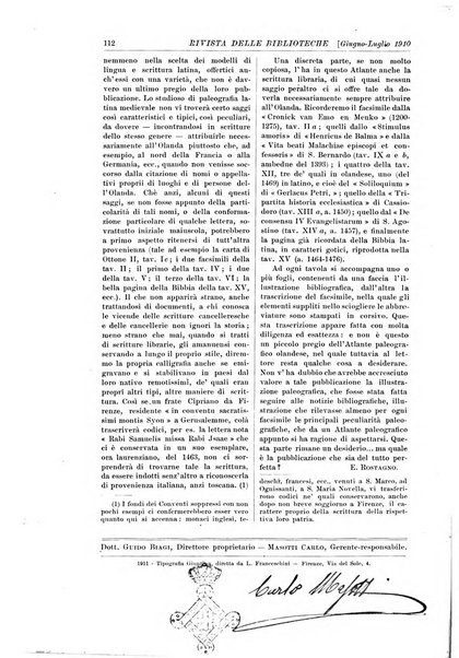 Rivista delle biblioteche e degli archivi periodico di biblioteconomia e di bibliografia di paleografia e di archivistica