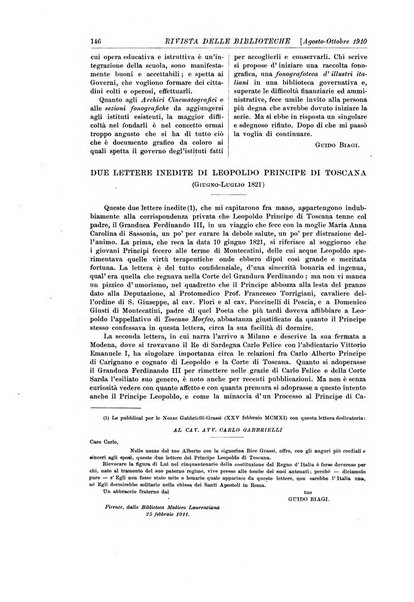 Rivista delle biblioteche e degli archivi periodico di biblioteconomia e di bibliografia di paleografia e di archivistica