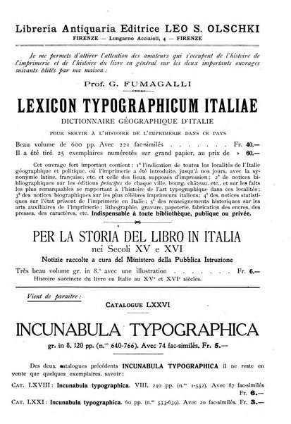 Rivista delle biblioteche e degli archivi periodico di biblioteconomia e di bibliografia di paleografia e di archivistica