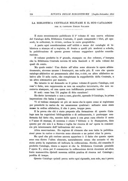 Rivista delle biblioteche e degli archivi periodico di biblioteconomia e di bibliografia di paleografia e di archivistica