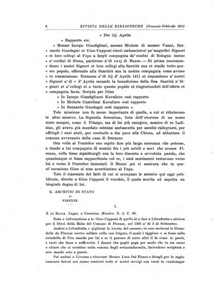 Rivista delle biblioteche e degli archivi periodico di biblioteconomia e di bibliografia di paleografia e di archivistica