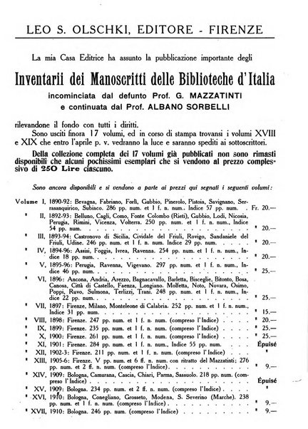 Rivista delle biblioteche e degli archivi periodico di biblioteconomia e di bibliografia di paleografia e di archivistica