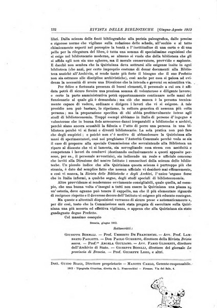 Rivista delle biblioteche e degli archivi periodico di biblioteconomia e di bibliografia di paleografia e di archivistica