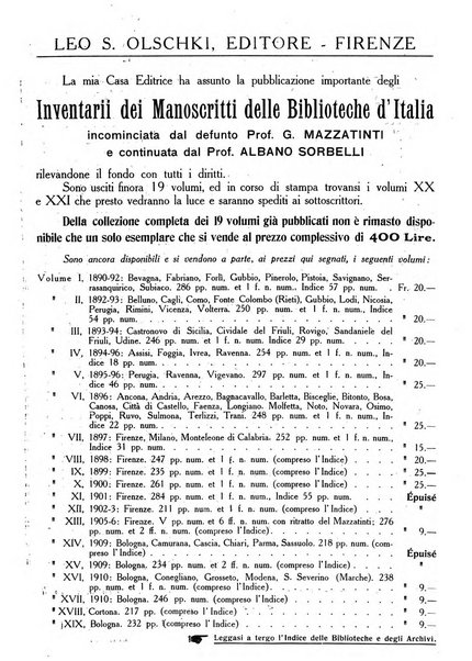 Rivista delle biblioteche e degli archivi periodico di biblioteconomia e di bibliografia di paleografia e di archivistica