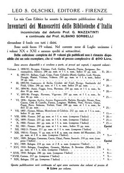 Rivista delle biblioteche e degli archivi periodico di biblioteconomia e di bibliografia di paleografia e di archivistica