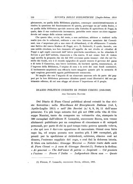 Rivista delle biblioteche e degli archivi periodico di biblioteconomia e di bibliografia di paleografia e di archivistica