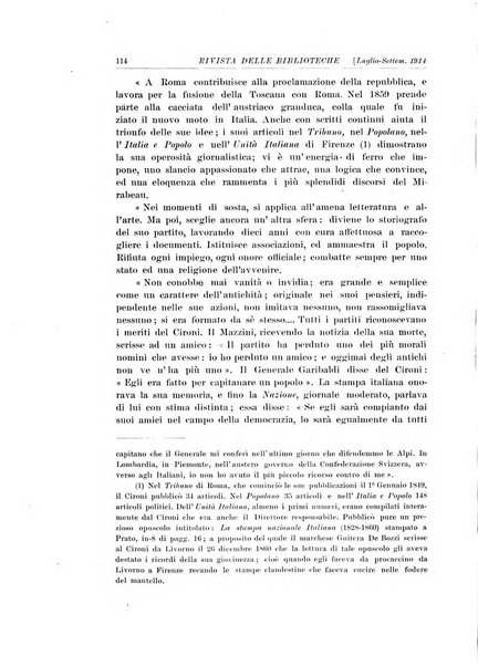 Rivista delle biblioteche e degli archivi periodico di biblioteconomia e di bibliografia di paleografia e di archivistica