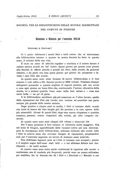 Rivista delle biblioteche e degli archivi periodico di biblioteconomia e di bibliografia di paleografia e di archivistica