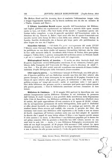 Rivista delle biblioteche e degli archivi periodico di biblioteconomia e di bibliografia di paleografia e di archivistica