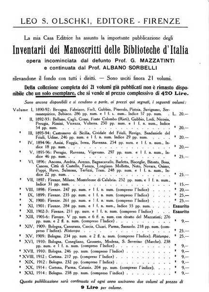 Rivista delle biblioteche e degli archivi periodico di biblioteconomia e di bibliografia di paleografia e di archivistica