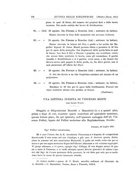 Rivista delle biblioteche e degli archivi periodico di biblioteconomia e di bibliografia di paleografia e di archivistica