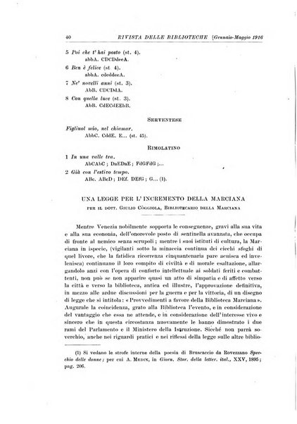 Rivista delle biblioteche e degli archivi periodico di biblioteconomia e di bibliografia di paleografia e di archivistica