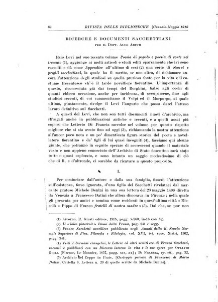 Rivista delle biblioteche e degli archivi periodico di biblioteconomia e di bibliografia di paleografia e di archivistica