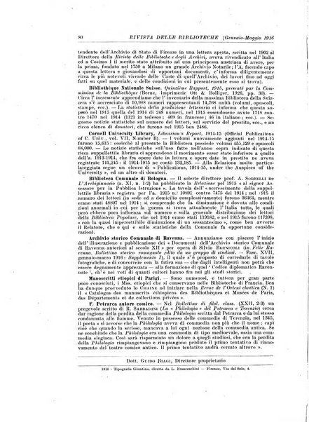 Rivista delle biblioteche e degli archivi periodico di biblioteconomia e di bibliografia di paleografia e di archivistica