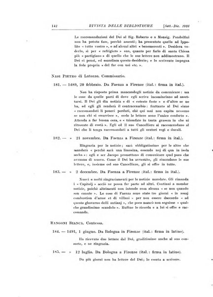 Rivista delle biblioteche e degli archivi periodico di biblioteconomia e di bibliografia di paleografia e di archivistica