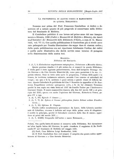 Rivista delle biblioteche e degli archivi periodico di biblioteconomia e di bibliografia di paleografia e di archivistica