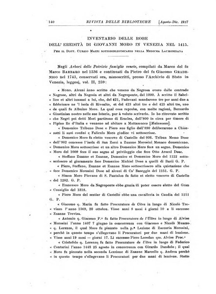 Rivista delle biblioteche e degli archivi periodico di biblioteconomia e di bibliografia di paleografia e di archivistica