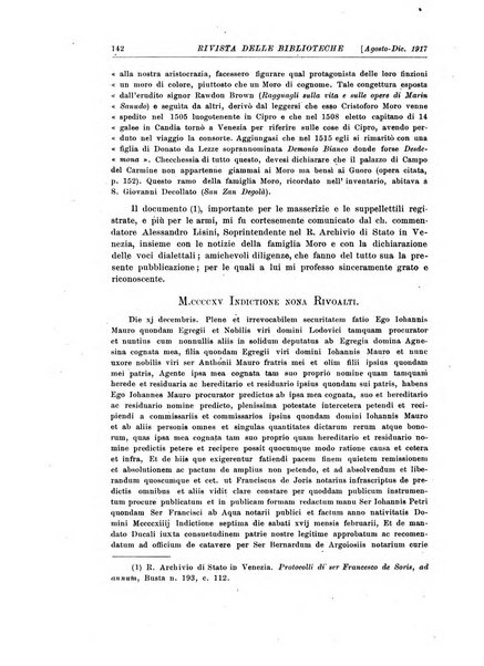 Rivista delle biblioteche e degli archivi periodico di biblioteconomia e di bibliografia di paleografia e di archivistica