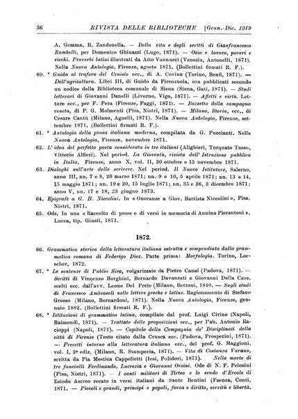 Rivista delle biblioteche e degli archivi periodico di biblioteconomia e di bibliografia di paleografia e di archivistica