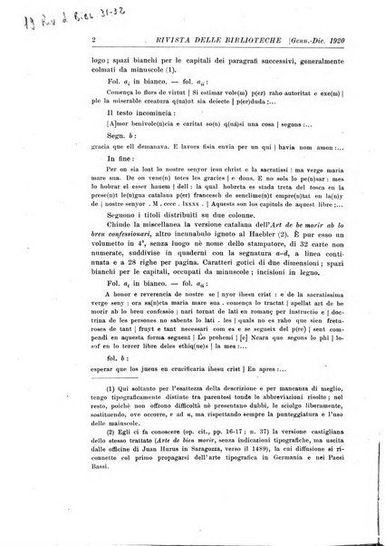 Rivista delle biblioteche e degli archivi periodico di biblioteconomia e di bibliografia di paleografia e di archivistica