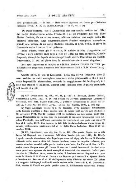 Rivista delle biblioteche e degli archivi periodico di biblioteconomia e di bibliografia di paleografia e di archivistica