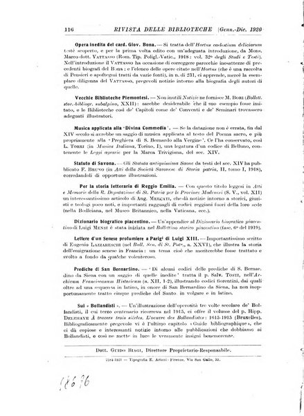 Rivista delle biblioteche e degli archivi periodico di biblioteconomia e di bibliografia di paleografia e di archivistica