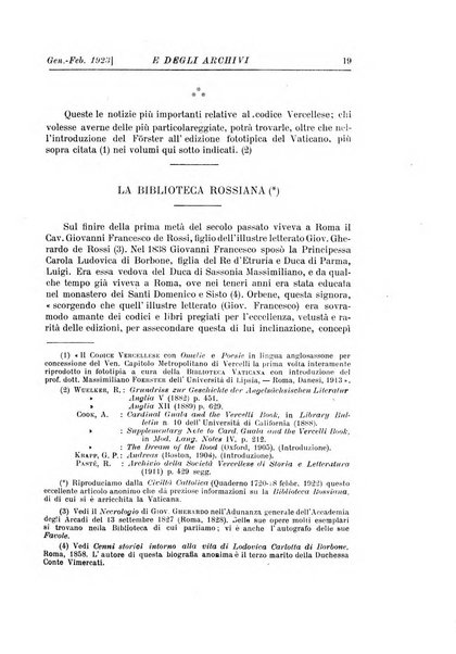 Rivista delle biblioteche e degli archivi periodico di biblioteconomia e di bibliografia di paleografia e di archivistica