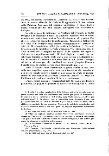 Rivista delle biblioteche e degli archivi periodico di biblioteconomia e di bibliografia di paleografia e di archivistica