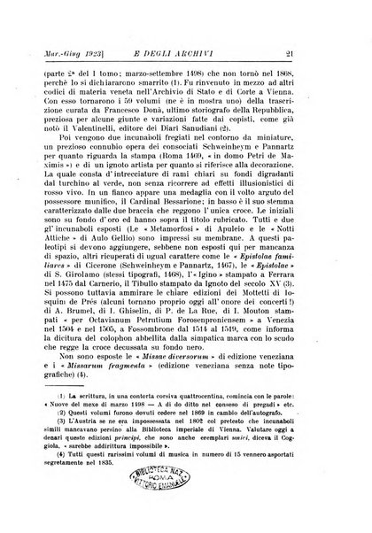 Rivista delle biblioteche e degli archivi periodico di biblioteconomia e di bibliografia di paleografia e di archivistica