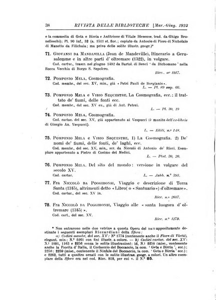 Rivista delle biblioteche e degli archivi periodico di biblioteconomia e di bibliografia di paleografia e di archivistica