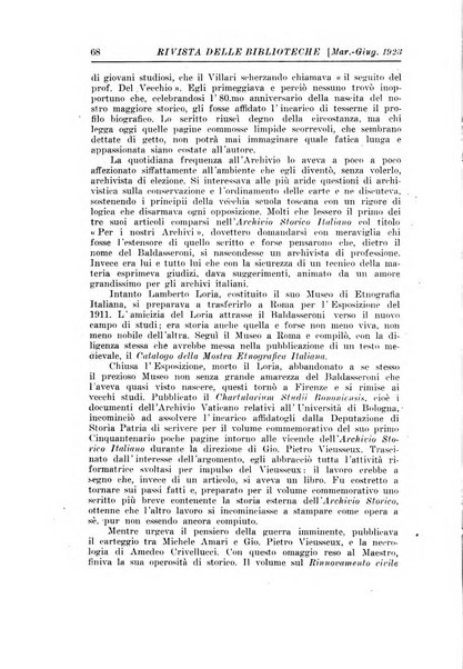 Rivista delle biblioteche e degli archivi periodico di biblioteconomia e di bibliografia di paleografia e di archivistica