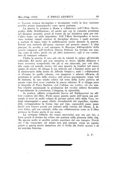 Rivista delle biblioteche e degli archivi periodico di biblioteconomia e di bibliografia di paleografia e di archivistica