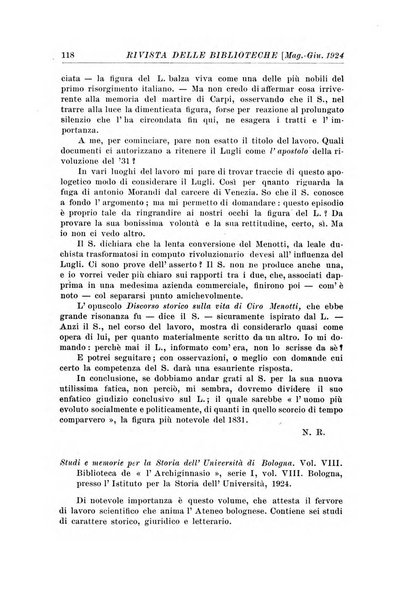 Rivista delle biblioteche e degli archivi periodico di biblioteconomia e di bibliografia di paleografia e di archivistica