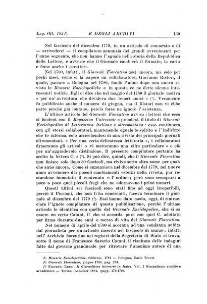 Rivista delle biblioteche e degli archivi periodico di biblioteconomia e di bibliografia di paleografia e di archivistica