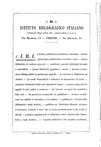 Rivista delle biblioteche e degli archivi periodico di biblioteconomia e di bibliografia di paleografia e di archivistica