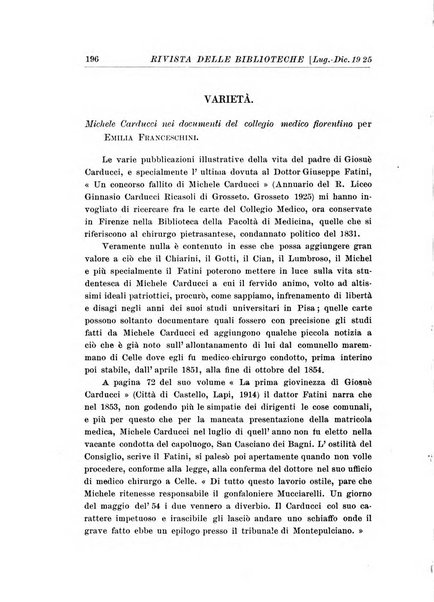 Rivista delle biblioteche e degli archivi periodico di biblioteconomia e di bibliografia di paleografia e di archivistica