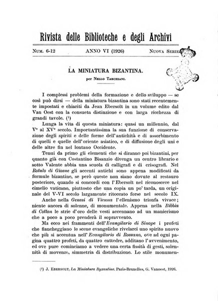 Rivista delle biblioteche e degli archivi periodico di biblioteconomia e di bibliografia di paleografia e di archivistica