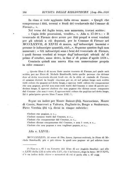 Rivista delle biblioteche e degli archivi periodico di biblioteconomia e di bibliografia di paleografia e di archivistica