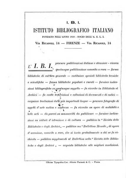 Rivista delle biblioteche e degli archivi periodico di biblioteconomia e di bibliografia di paleografia e di archivistica