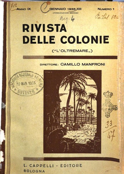 Rivista delle colonie, L'oltremare