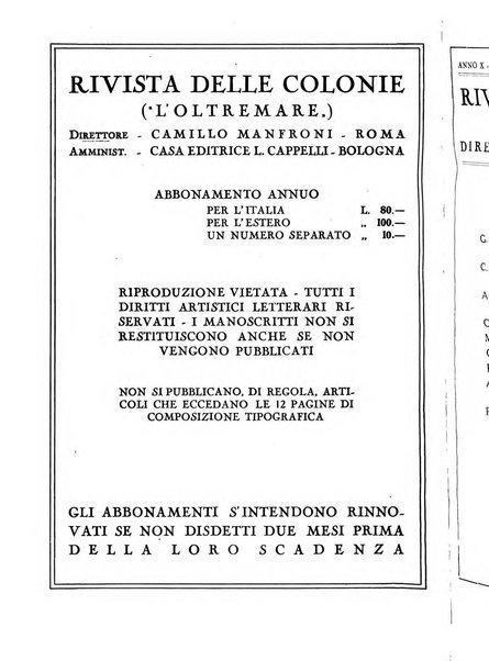 Rivista delle colonie, L'oltremare