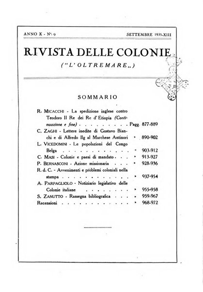 Rivista delle colonie, L'oltremare