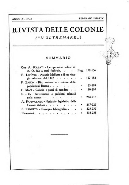 Rivista delle colonie, L'oltremare