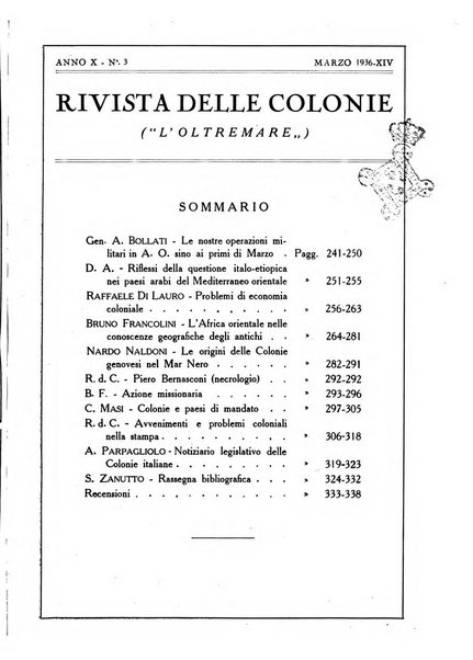 Rivista delle colonie, L'oltremare