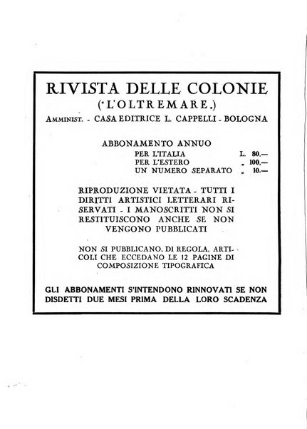 Rivista delle colonie, L'oltremare