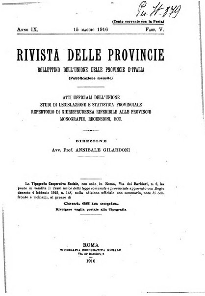 Rivista delle province bollettino dell'Unione delle province d'Italia