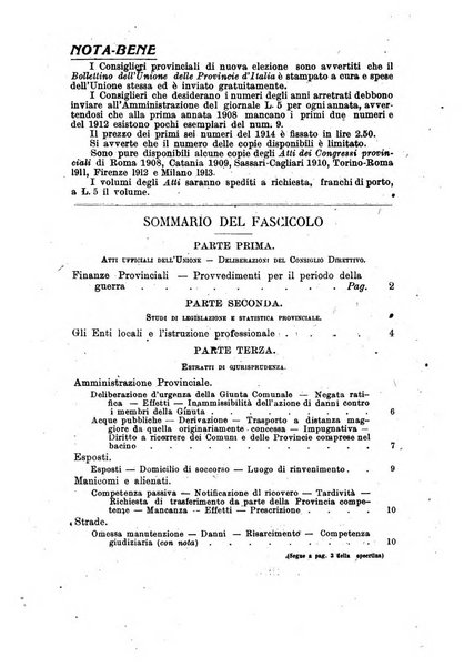 Rivista delle province bollettino dell'Unione delle province d'Italia