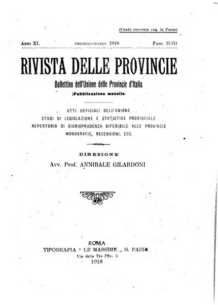 Rivista delle province bollettino dell'Unione delle province d'Italia